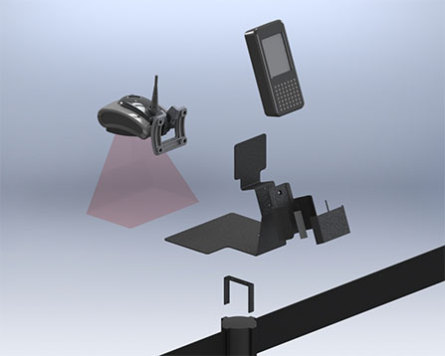 A mounting kit separated into pieces to view each function